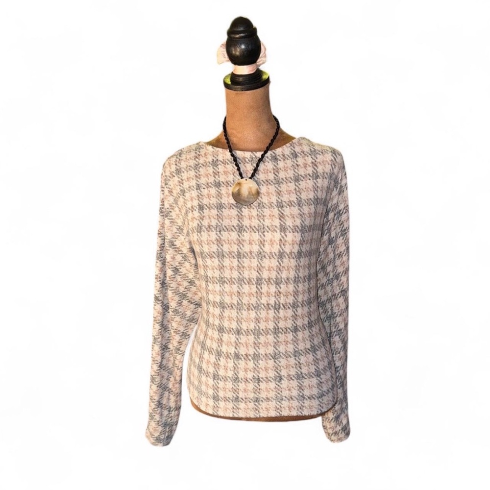 Women's Houndstooth Long Sleeve Top Size M